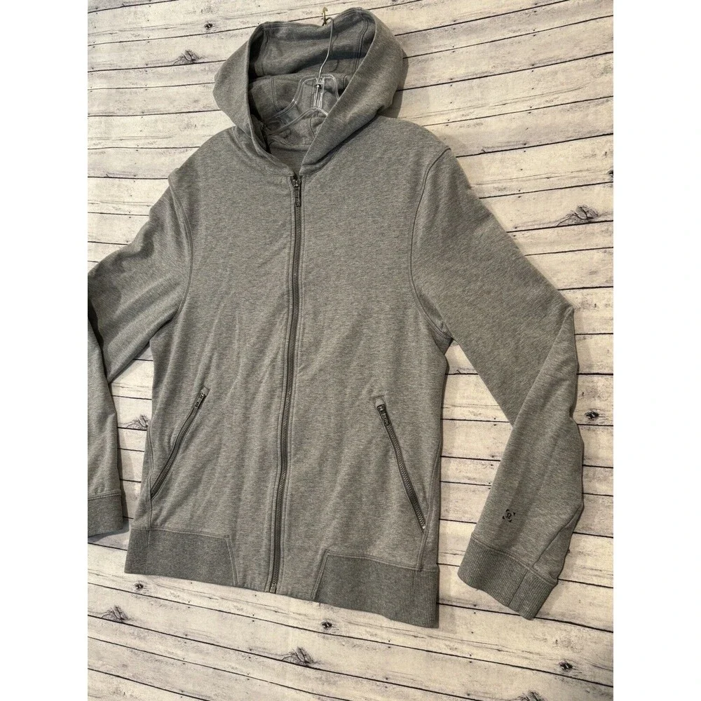 Lululemon Mens Cross Cut Hoodie Sz S Heathered Gray Full Zip Stretch EUC
